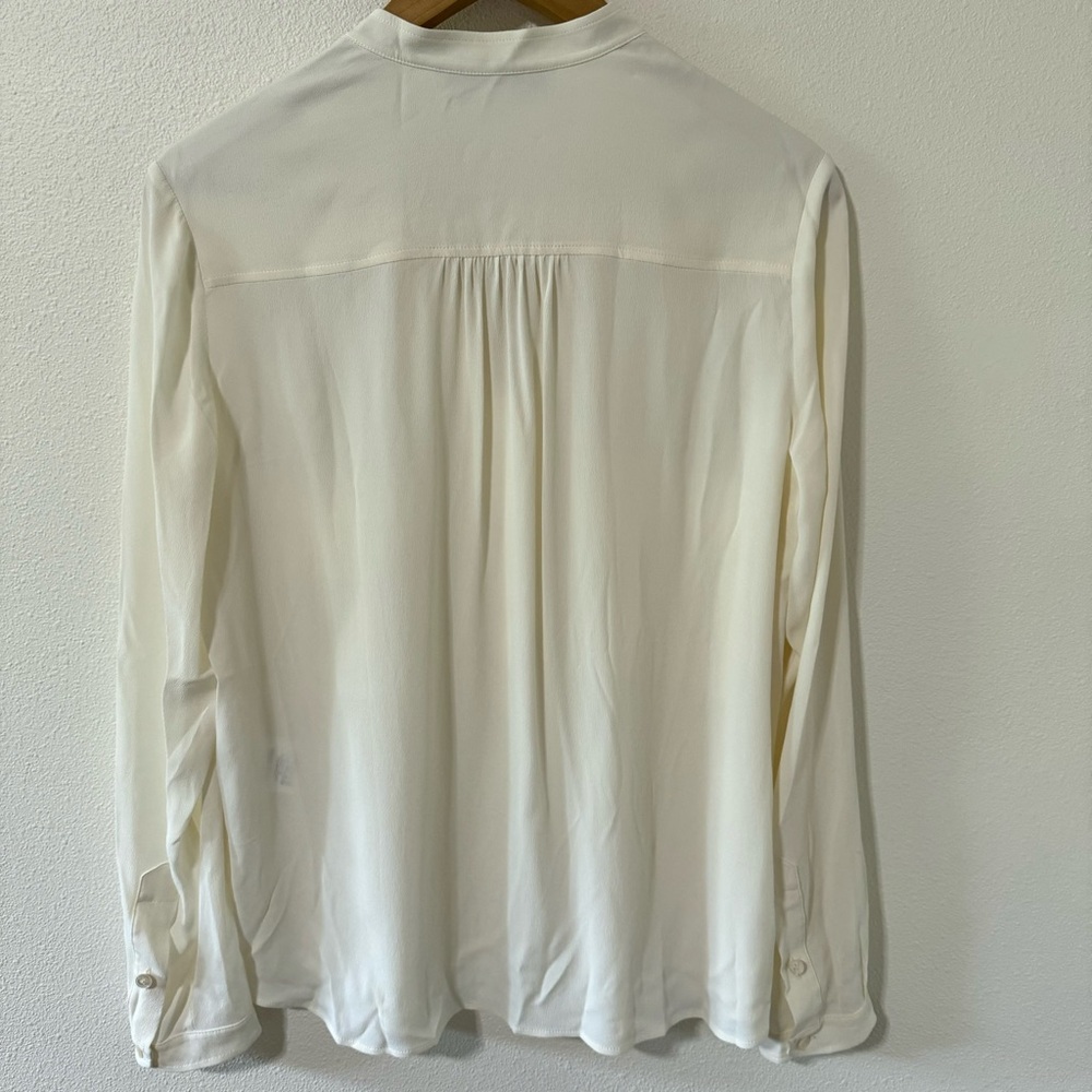 Stella McCartney Estelle Silk Long Sleeve Stand Collar Blouse Cream-40 (US 4-6) - Picture 2 of 12